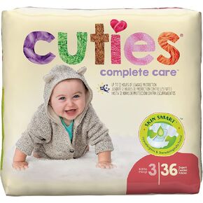 Cuties Complete Care Baby Baby Diaper Size 3, 16 to 28 lbs. CR3001, 36 Ct