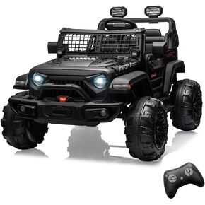 24V 9Ah Kids Ride On 2 Seaters Electric Car with Remote Control, 2 * 120W Motors Battery Powered 20" Extra Large Seats,Led Headlights, Front Storage, Bottle Holder, Fm, Music for 3+,Black in Kuwait