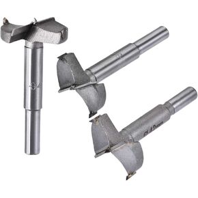 uxcell Forstner Wood Boring Drill Bits 38mm 40mm 42mm Dia. Hole Saw Carbide Alloy Steel Tip Round Shank Cutting for Hinge Plywood Wood Tool 3in1 Set