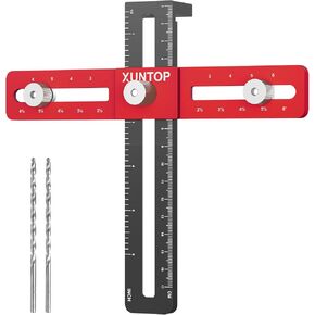 6.5" Adjustable Cabinet Hardware Doweling Jig with 4mm Alignment Hole Aluminium Alloy Drill Guide Template Tool for Drawer Cabinet Installation Hole Punch Locator Widely Used in Decorators