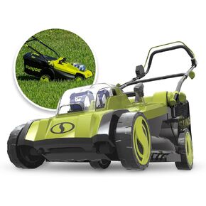Sun Joe 24V-X2-17LM 48-Volt 17-Inch Mulching Walk-Behind Lawn Mower w/11-Gallon Grass Catcher & 6-Position Height Adjustment, Included, Cordless, Kit (w/ 2x 4.0-Ah Battery and Charger)