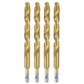 HARFINGTON 1/4" Hex Shank Twist Drill Bits 7mm Titanium Coated High Speed Steel Quick Change Hex Drilling Bit Jobber Drill Bits for Wood Plastic Metal, Gold