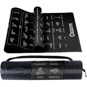 Upgrade New Instructional Yoga Mat with 75 Poses Printed on It, 6mm Travel Yoga Mat with Bag Christmas Gifts for Women and Men, 1/4 Inch Extra Thick Non-Slip, Purple & Blue