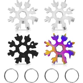 Motiloo 9 Packs Snowflake Multi Tool, 18 in 1 Snowflake Tool Stainless Steel Snowflake Handy Tool with Gifts Box for Men Christmas Gifts