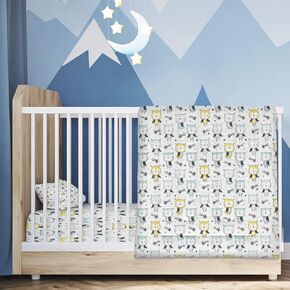Horse 4 Piece Toddler Bedding Set with Cute Farm Animal - Includes Quilted Comforter, Fitted Sheet, Top Sheet, and Pillow Case for Girls Boys Bed