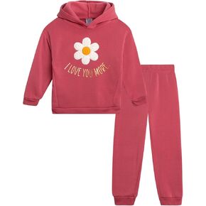 Real Love Toddler Girls' Jogger Set - 2 Piece Soft Fleece Pullover Hoodie and Jogger Pants - Girls Sweatsuit Set (2T-6X) in Kuwait