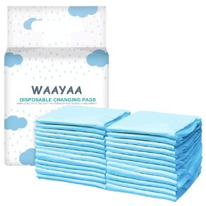 25 Pack Disposable Diaper Changing Pads for Baby, Soft Waterproof Bed Underpads for Newborn Infant Kids and Incontinence Adults, Breathable Liners with Super Absorb for Pets Dogs-Blue(17"x13")
