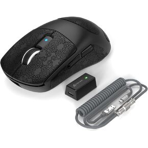 ماوس ألعاب لاسلكي ATTACK SHARK R6 39g Superlight، PixArt PAW3950MAX 42000 DPI، ماوس كمبيوتر MCU Nodic 52840، برنامج تشغيل الويب بمعدل 8K، BT/2.4 جيجا هرتز/ماوس سلكي ثلاثي الوضع مع كابل ملفوف - أسود وشريط in Kuwait