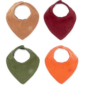 Parker Baby Co. Muslin Bandana Drool Bibs | 100% Soft Muslin Cotton, Absorbent & Adjustable | Stylish Teething & Drooling Bibs, 4 Pack - Estes Set