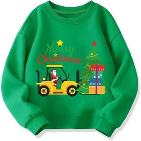 Boys Christmas Sweatshirt 2t Girls Ugly Xmas Santa Claus Tree Graphic Shirt Toddler Kids Pullover Outfit Tops Green