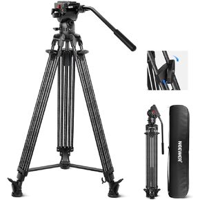 NEEWER LL34 78" Video Camera Tripod One Step Quick Release with Adjustable Damping Fluid Head, Heavy Duty Carbon Fiber Tripod with Dual Mode QR Plate, Max Load 22lb
