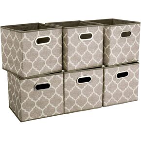 Collapsible Cube Storage Bins Chevron Pattern Cloth Square Storage Baskets Black Storage Inserts Cube 13x13 x 13 in Foldable Strorage Boxes Folding Fabric Drawer for Organizers Shelf Closet,QY-SC03-6