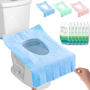 60pcs Toilet Seat Cover Disposable, Large Waterproof Paper Toilet Seat Cover Individually Wrapped Potty Training Seat Covers Travel Accessories for Kids Adults, Blue/Green/Pink
