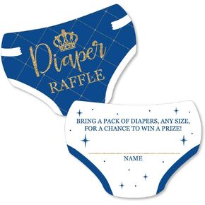 Big Dot of Happiness Royal Prince Charming - Diaper Shaped Raffle Ticket Inserts - Baby Shower Activities - Diaper Raffle Game - Set of 24