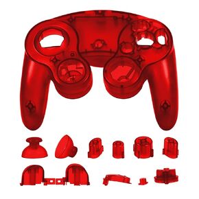 Ceozon Replacement Faceplate Cover Front Housing Shell Repair Accessories Kit Compatible with Gamecube Controller Included Buttons Red