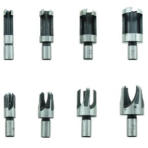 TAODAN Set of 8 High Speed Steel Tapered Claw Type Dowel Cutting Drill Plug Removal Cutter Plug Drill Claw Type Cylinder Round Dowel Drill 16mm 13mm 10mm 6mm Suitable for Bench Drill and Hand Drill