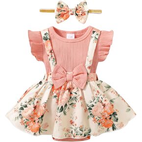Newborn Baby Girl Clothes Infant Dress Outfit Summer Romper Jumpsuit Headband Overall Skirt Clothing Set