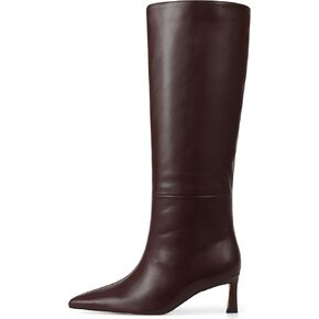 أحذية عالية في الركبة النسائية واسعة العجل هريرة كعب أحذية طويلة أشار تو من جلد الغزال أحذية طويلة فستان عصري جلد منخفض الكعب أحذية عالية سحب على in Kuwait