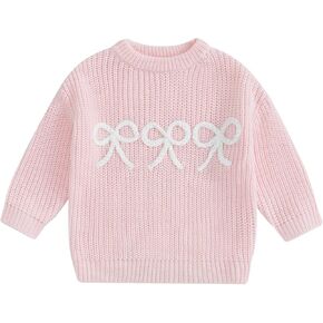 Toddler Girl Knit Sweater Tops Cute Kid Chunky Pullover Sweatershirt Fall Winter Clothes
