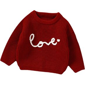 Toddler Girls Pullover Sweater Infant Embroidery Letter Knit Tops Crewneck Long Sleeve Fall Winter Clothes