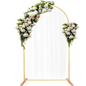 6.6FT Wedding Arch Backdrop Stand Aluminum Arch Frame Gold Metal Decoration Arch Stand Arched Backdrop Frame for Wedding Party Baby Shower Graduation Ceremony Decoration
