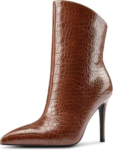 Aachcol Womens Stiletto High Heel Ankle Boots Pointed Toe Mid Calf Boots Slip-on Wide Calf Fashion Dress Shoes Booties 3.9 Inches Heels in Saudi Arabia