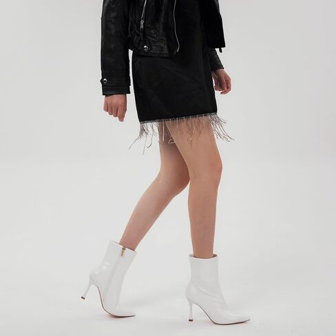 Ladies Dress 3.5IN Pointed toe Ankle boots | Mid Heel, Stiletto Short Booties for Work Daily in Kuwait