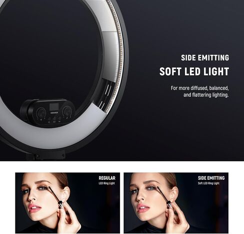 NEEWER 18" Edge Lit Ring Light Kit 45W 3300lux 2900K-7000K 12 Scenes with APP 2.4G PC Mac Control Magnetic Remote Control Phone Holder Light Stand Bag for Makeup TikTok Instagram Live Stream, RL45B in Kuwait