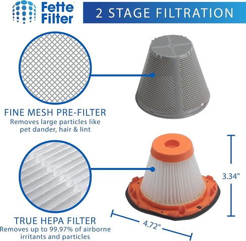 فلتر Fette - مجموعة فلتر مكنسة كهربائية متوافقة مع موديلات المكنسة الكهربائية المحمولة BLACK+DECKER 20V MAX POWERCONNECT BCHV001C1، BCHV001B، لجزء CRAFTSMAN CMCVH001B # BCHVF10، CMCVHF10، N900287 - عبوة من قطعتين in Kuwait