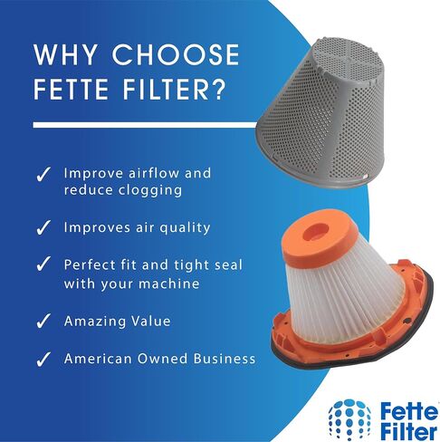 فلتر Fette - مجموعة فلتر مكنسة كهربائية متوافقة مع موديلات المكنسة الكهربائية المحمولة BLACK+DECKER 20V MAX POWERCONNECT BCHV001C1، BCHV001B، لجزء CRAFTSMAN CMCVH001B # BCHVF10، CMCVHF10، N900287 - عبوة من قطعتين in Kuwait