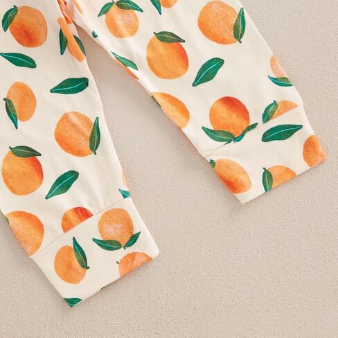 Little Cutie Baby Girl Fall Outfits Long Sleeve Romper Orange Pants Knot Hat Clementine Coming Home Clothing Set in Kuwait