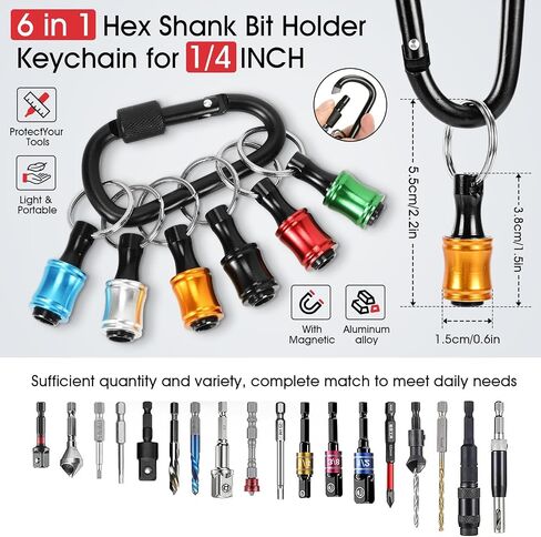 Flexible Drill Bit Extension Set, Hex Shank Bit Holder Keychain, 105°Right Angle Drill Attachmen, 3pcs 1/4 3/8 1/2" Hex Socket Adapter, 3pcs Drill Bit Holder Extension, Screwdriver Bit Kit (Colorful) in Kuwait