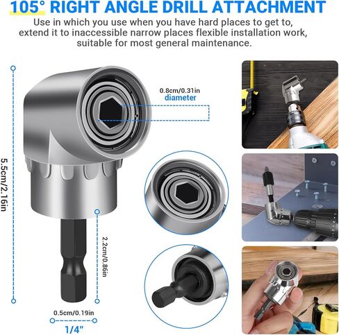 Flexible Drill Bit Extension Set, Hex Shank Bit Holder Keychain, 105°Right Angle Drill Attachmen, 3pcs 1/4 3/8 1/2" Hex Socket Adapter, 3pcs Drill Bit Holder Extension, Screwdriver Bit Kit (Colorful) in Kuwait