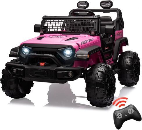 24V 9Ah Kids Ride On 2 Seaters Electric Car with Remote Control, 2 * 120W Motors Battery Powered 20" Extra Large Seats,Led Headlights, Front Storage, Bottle Holder, Fm, Music for 3+,Black in Saudi Arabia