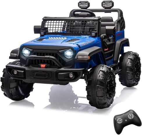 24V 9Ah Kids Ride On 2 Seaters Electric Car with Remote Control, 2 * 120W Motors Battery Powered 20" Extra Large Seats,Led Headlights, Front Storage, Bottle Holder, Fm, Music for 3+,Black in Saudi Arabia