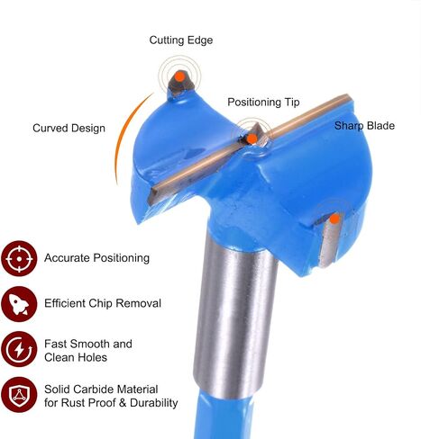 HARFINGTON Forstner Drill Bits 35mm (1 3/8") Hex Shank 3/8 inch, Carbide Forstner Bit Woodworking Hole Opener Cutter Tool for Wood Drilling/Cabinet Hinges, Blue in Saudi Arabia