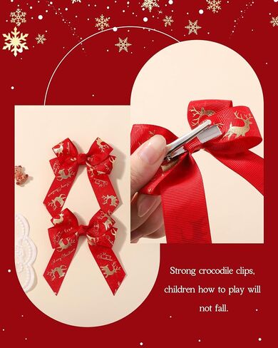 doboi 2 Pcs Christmas Hair Bows for Girls Handmade Toddler Bows with Alligator Clips 3.3 Inches Christmas bows Glitter Hair Accessories for Toddlers Baby Girls Teens Kids in Kuwait