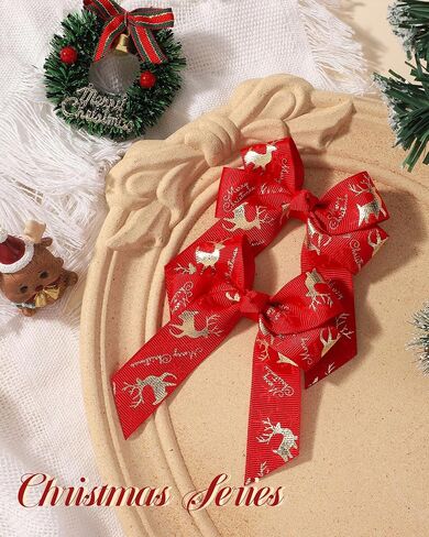 doboi 2 Pcs Christmas Hair Bows for Girls Handmade Toddler Bows with Alligator Clips 3.3 Inches Christmas bows Glitter Hair Accessories for Toddlers Baby Girls Teens Kids in Kuwait