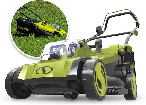 Sun Joe 24V-X2-17LM 48 فولت 17 بوصة جزازة العشب خلف جزازة العشب مع أداة التقاط العشب سعة 11 جالون وتعديل الارتفاع بـ 6 أوضاع، متضمنة، لاسلكية، مجموعة (مع بطارية وشاحن 2 × 4.0 أمبير) in Kuwait