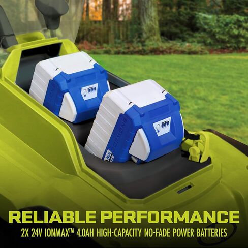 Sun Joe 24V-X2-17LM 48 فولت 17 بوصة جزازة العشب خلف جزازة العشب مع أداة التقاط العشب سعة 11 جالون وتعديل الارتفاع بـ 6 أوضاع، متضمنة، لاسلكية، مجموعة (مع بطارية وشاحن 2 × 4.0 أمبير) in Kuwait