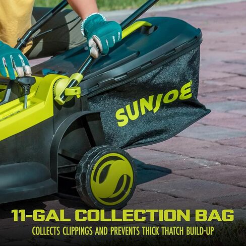 Sun Joe 24V-X2-17LM 48 فولت 17 بوصة جزازة العشب خلف جزازة العشب مع أداة التقاط العشب سعة 11 جالون وتعديل الارتفاع بـ 6 أوضاع، متضمنة، لاسلكية، مجموعة (مع بطارية وشاحن 2 × 4.0 أمبير) in Kuwait