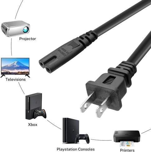 سلك طاقة PS5 PS4 سلك طاقة للتلفزيون من أجل Samsung LG TCL، سلك طاقة Xbox بطول 6 أقدام AC Xbox One كابل طاقة أسود in Saudi Arabia