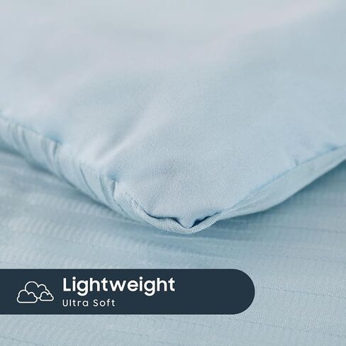 Wake In Cloud - Seersucker Toddler Bedding Set for Boys Girls, 4 Pieces Soft Crib Bed Set Including Comforter, Sheets and Pillowcase, Textured Breathable Soft Microfiber, Light Blue in Saudi Arabia