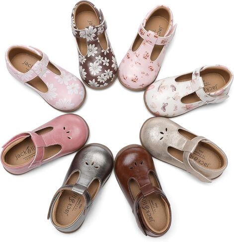 مجموعة أحذية Jack & Lily T-Strap للفتيات الصغيرات - أحذية المشي الأولى الأنيقة للرضع لكل خطوة من مراحل الطفولة - أحذية فاخرة للفتيات الصغيرات للراحة اليومية والمناسبات الخاصة in Saudi Arabia