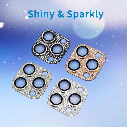 Compatible with iPhone 16 Pro and 16 Pro Max Camera Lens Protector, Bling Rhinestone Sparkle Diamond 9H Tempered Glass Lens Cover Shockproof Full Protective Camera Cover in Kuwait