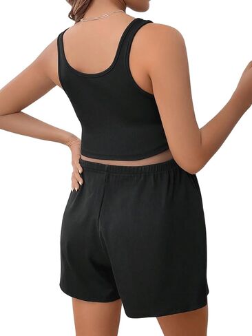 MakeMeChic Women's Maternity 2 Piece Summer Outfits Sleeveless Crop Tank Top Shorts Sets Tracksuit in Saudi Arabia