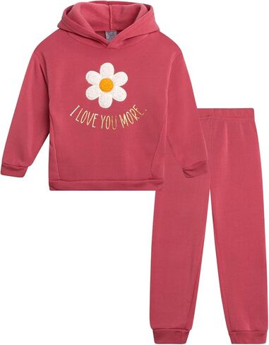 Real Love Toddler Girls' Jogger Set - 2 Piece Soft Fleece Pullover Hoodie and Jogger Pants - Girls Sweatsuit Set (2T-6X) in Kuwait