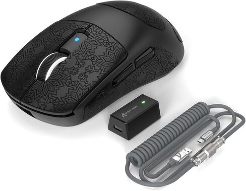 ماوس ألعاب لاسلكي ATTACK SHARK R6 39g Superlight، PixArt PAW3950MAX 42000 DPI، ماوس كمبيوتر MCU Nodic 52840، برنامج تشغيل الويب بمعدل 8K، BT/2.4 جيجا هرتز/ماوس سلكي ثلاثي الوضع مع كابل ملفوف - أسود وشريط in Kuwait