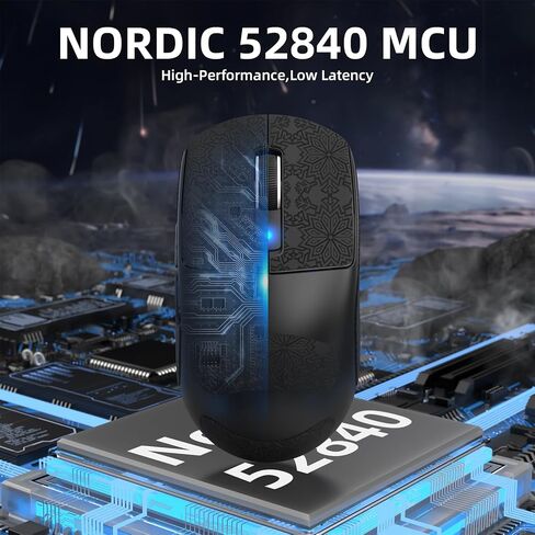 ماوس ألعاب لاسلكي ATTACK SHARK R6 39g Superlight، PixArt PAW3950MAX 42000 DPI، ماوس كمبيوتر MCU Nodic 52840، برنامج تشغيل الويب بمعدل 8K، BT/2.4 جيجا هرتز/ماوس سلكي ثلاثي الوضع مع كابل ملفوف - أسود وشريط in Kuwait