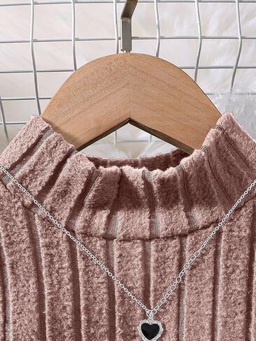 Girls Sweater Dresses Kids Long Sleeve Ribbed Knit Pullover Solid High Collar Spring Fall Dress in Saudi Arabia